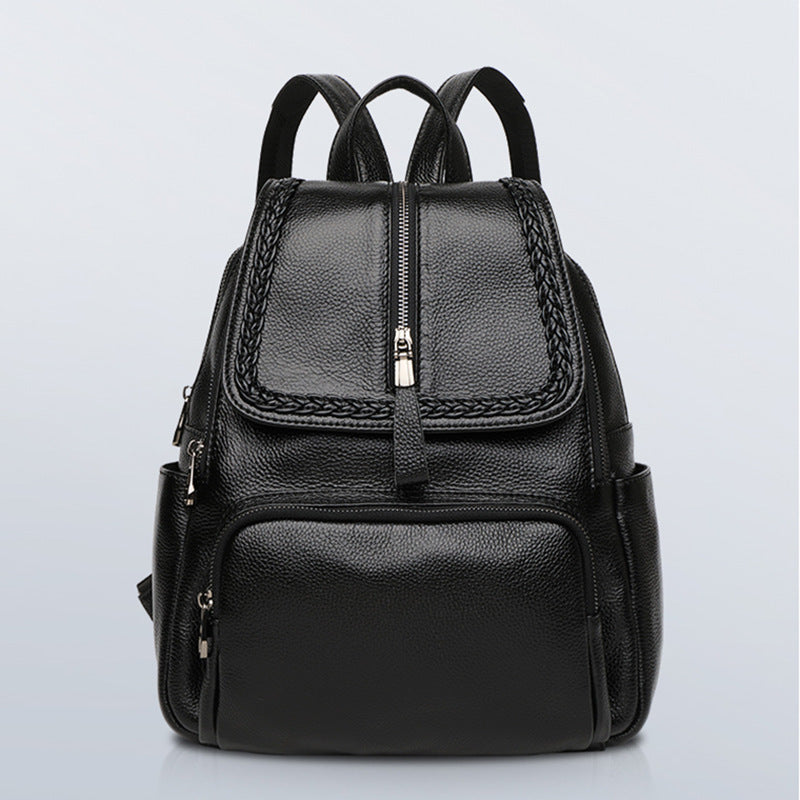 Solid Color Leather Women's Backpack