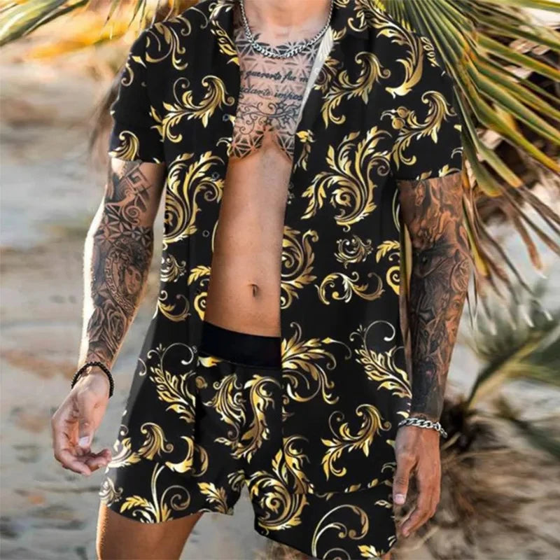 Leopard Print Short Sleeve Shirt And Shorts