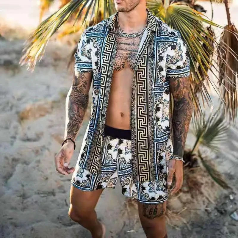 Leopard Print Short Sleeve Shirt And Shorts