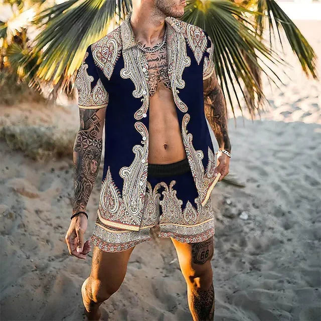 Leopard Print Short Sleeve Shirt And Shorts