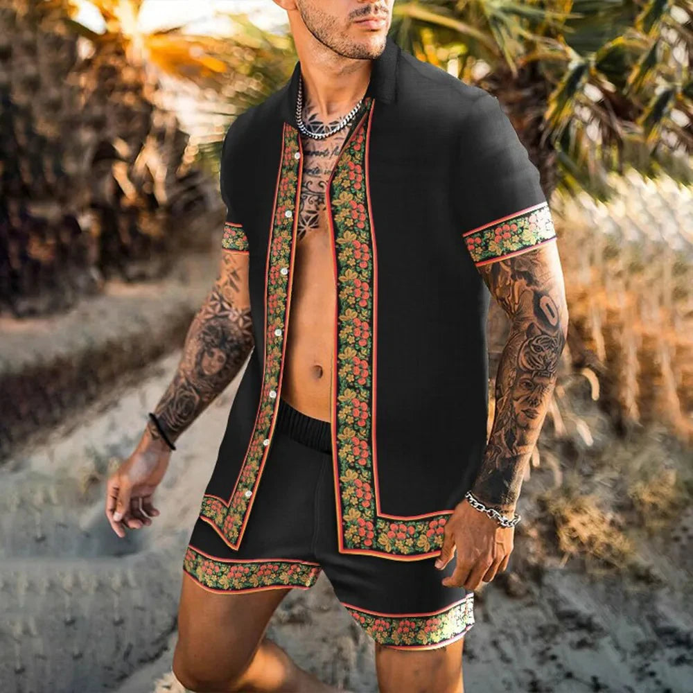 Leopard Print Short Sleeve Shirt And Shorts