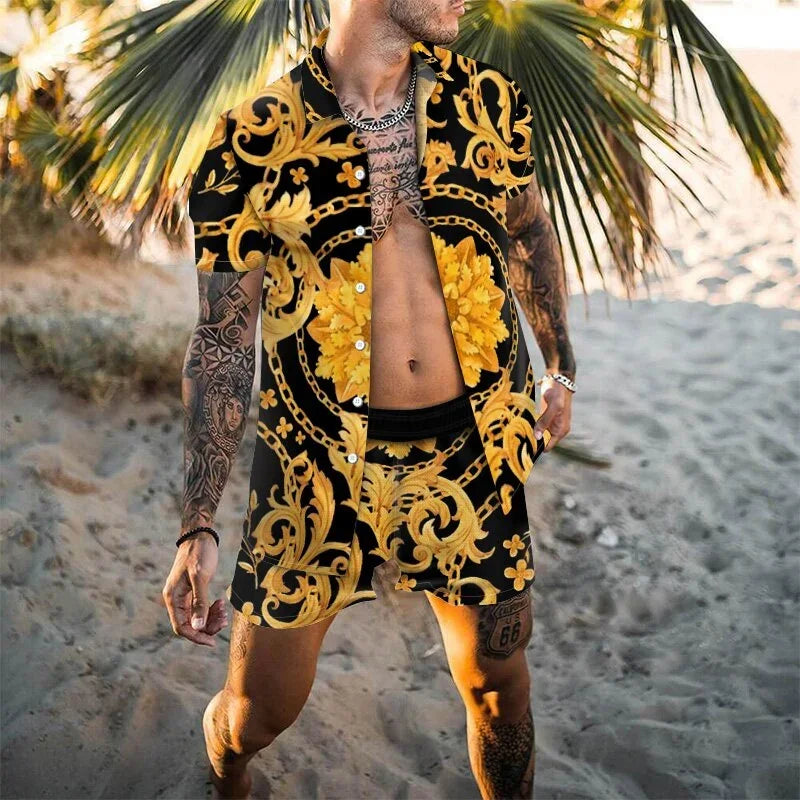 Leopard Print Short Sleeve Shirt And Shorts