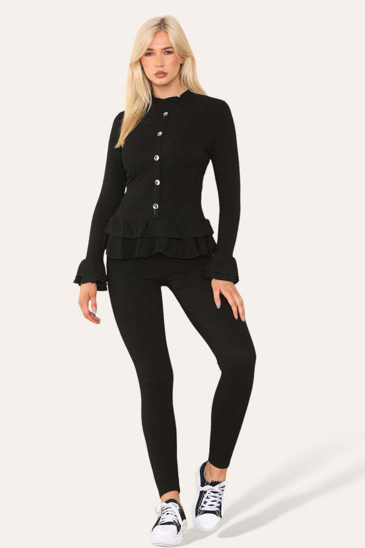 Peplum Button Front Lounge Set