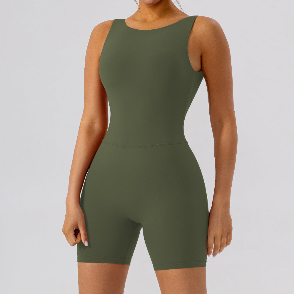 Women's Hollow-out Beauty Back Yoga Jumpsuit Shorts For Women