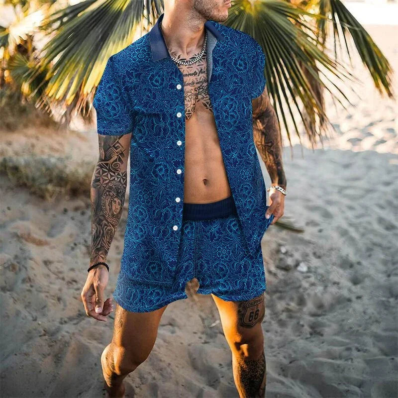 Leopard Print Short Sleeve Shirt And Shorts