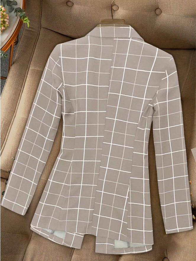 Smart-Casual Plaid Blazer for Modern Women