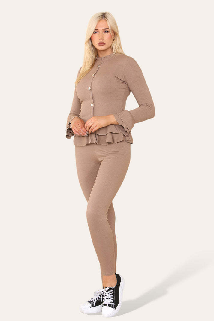 Peplum Button Front Lounge Set