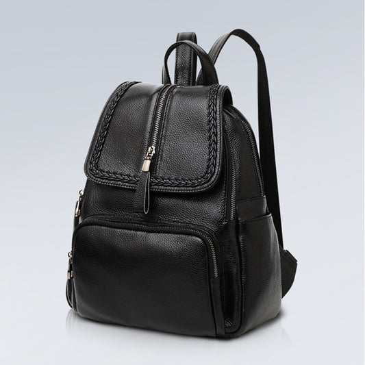 Solid Color Leather Women's Backpack